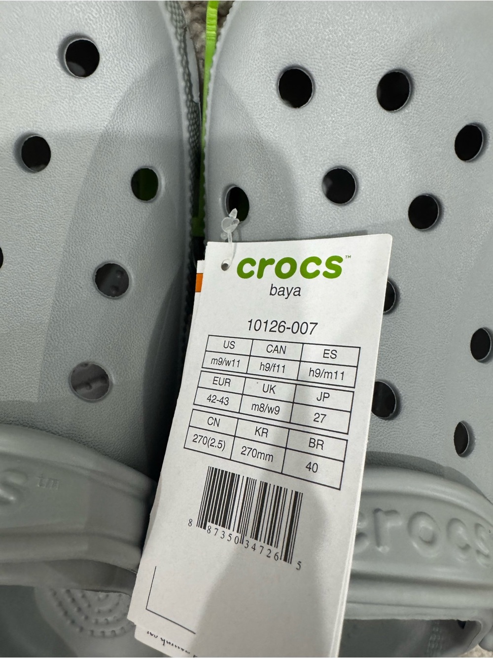 NWT Crocs Baya Clogs Light Gray Men’s 9 Women’s 11 Slip On Comfort Shoes - Picture 2 of 4
